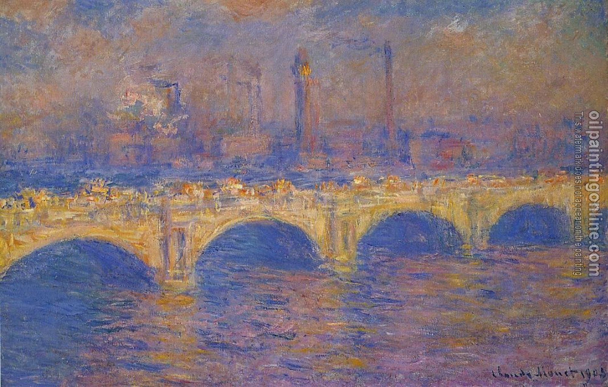Monet, Claude Oscar - Waterloo Bridge, Sunlight Effect